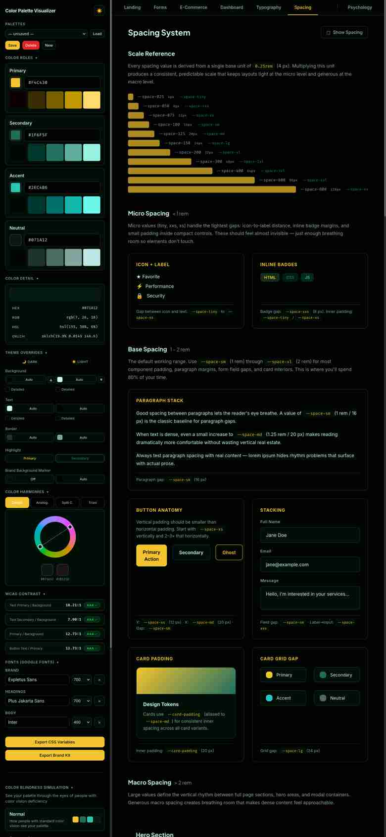 Outil de conception de palettes et de design tokens appliqués à une maquette